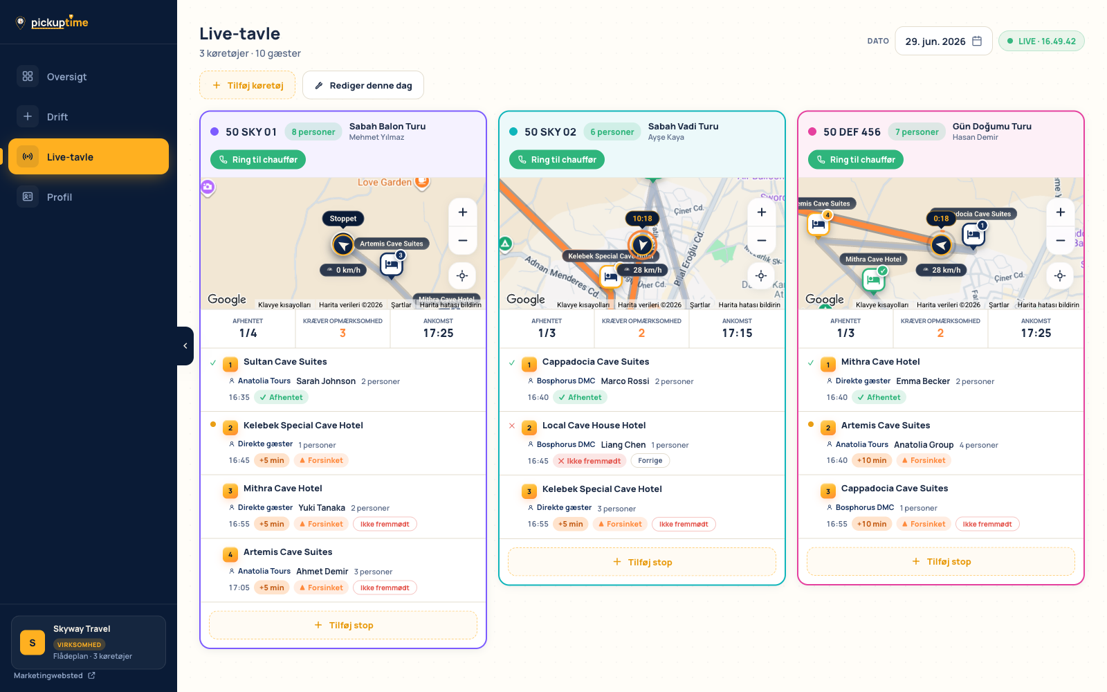 Operationens live-dashboard: kort i realtid, tidslinje for stop og forsinkelsesvarsler